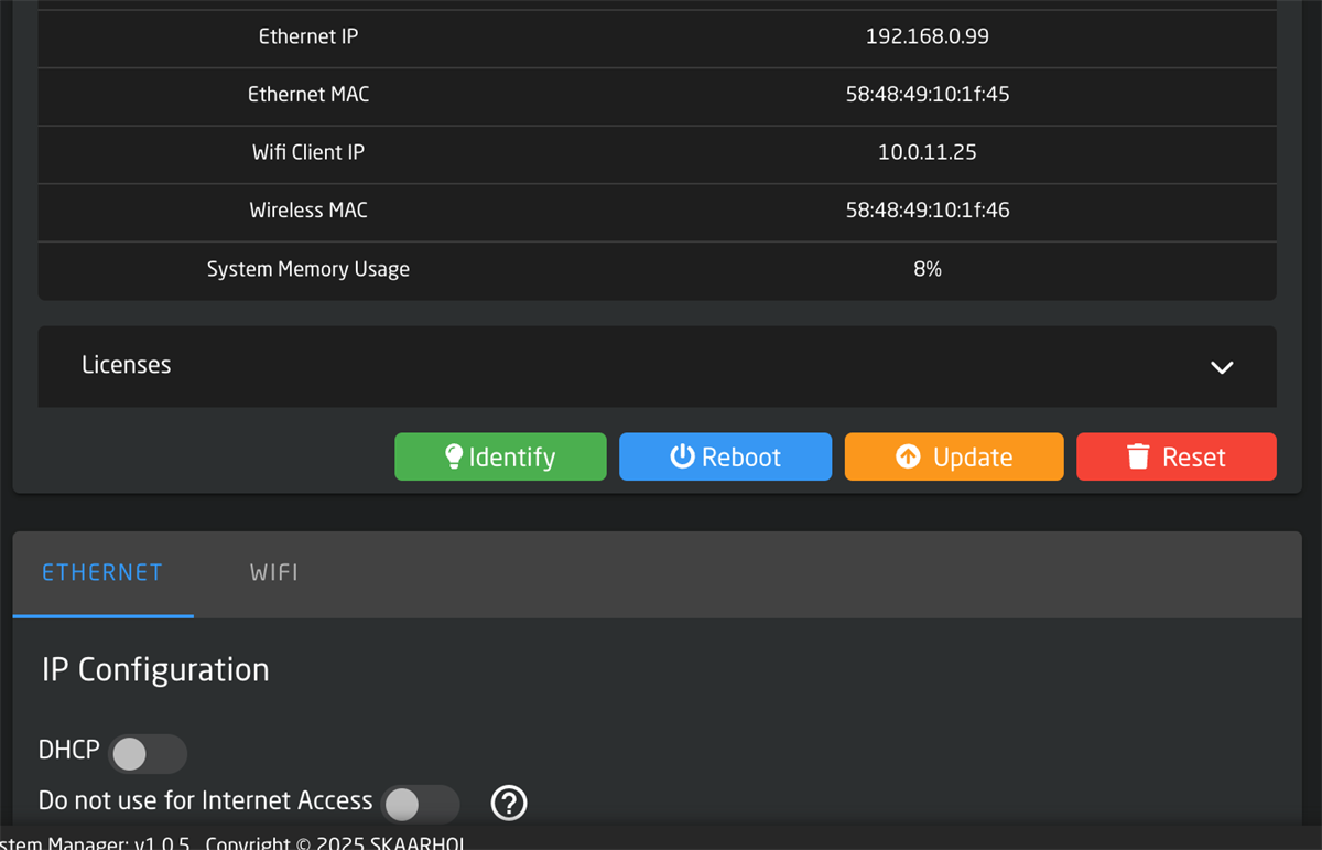 Skaarhoj RackPro2 settings